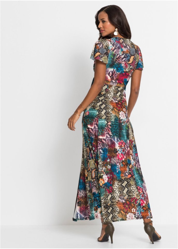 Langes Kleid mit raffiniertem Druck
