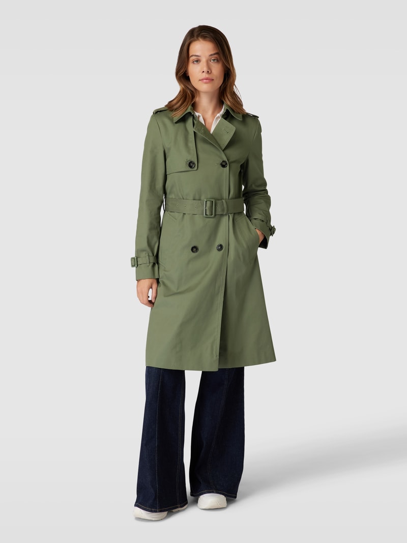Trenchcoat mit Ärmelriegeln Modell 'POLANA' in olivgrün