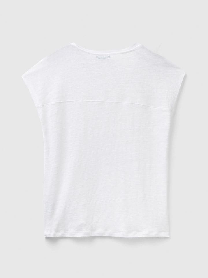 Benetton Leinen-Shirt in Weiß günstig kaufen