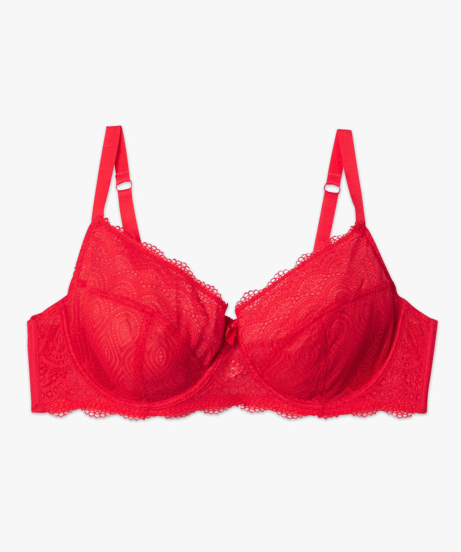 Soutien-gorge emboitant grande taille à armatures en dentelle rouge | GEMO