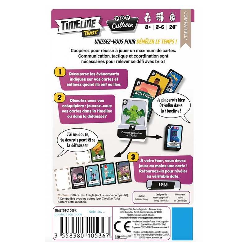 Timeline twist Pop culture, jeu de cartes Asmodee