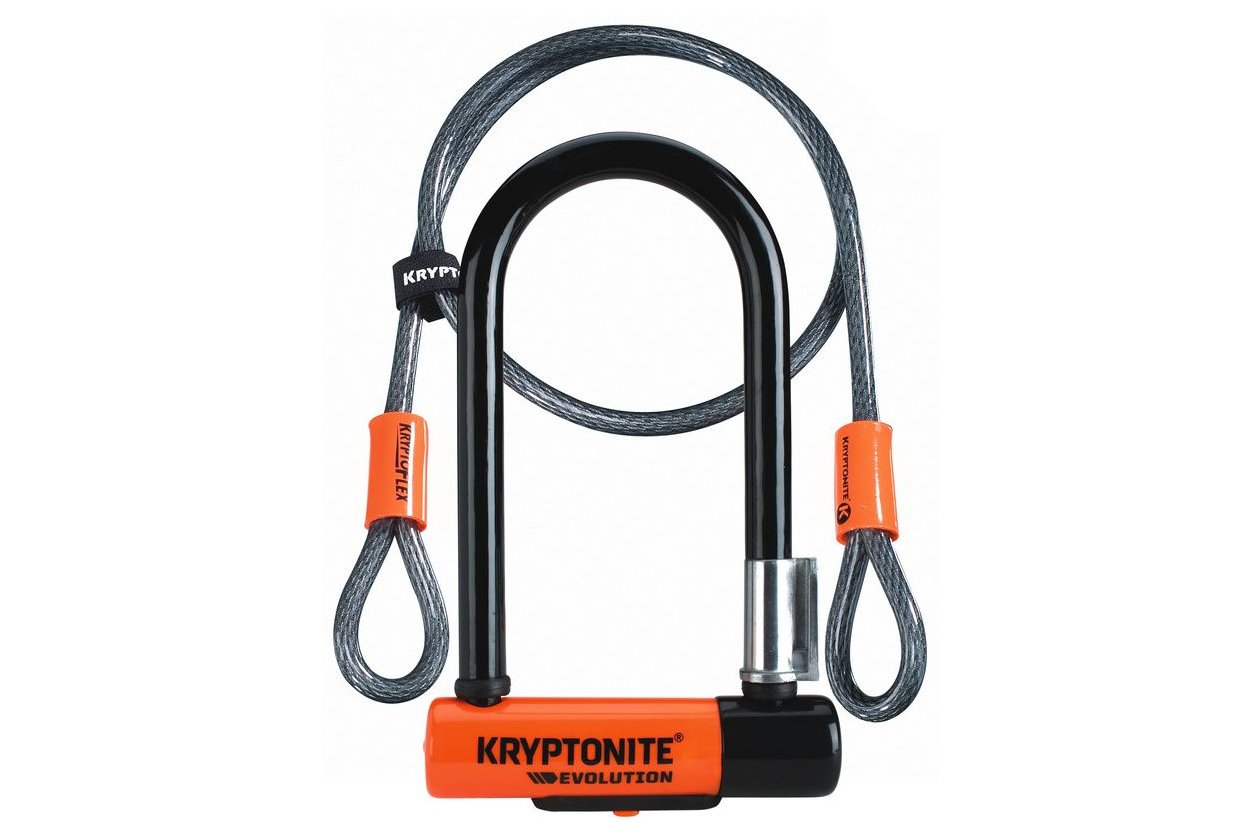 Kryptonite Evolution Mini-7 Bu00fcgelschloss + KryptoFlex Schlaufenkabel