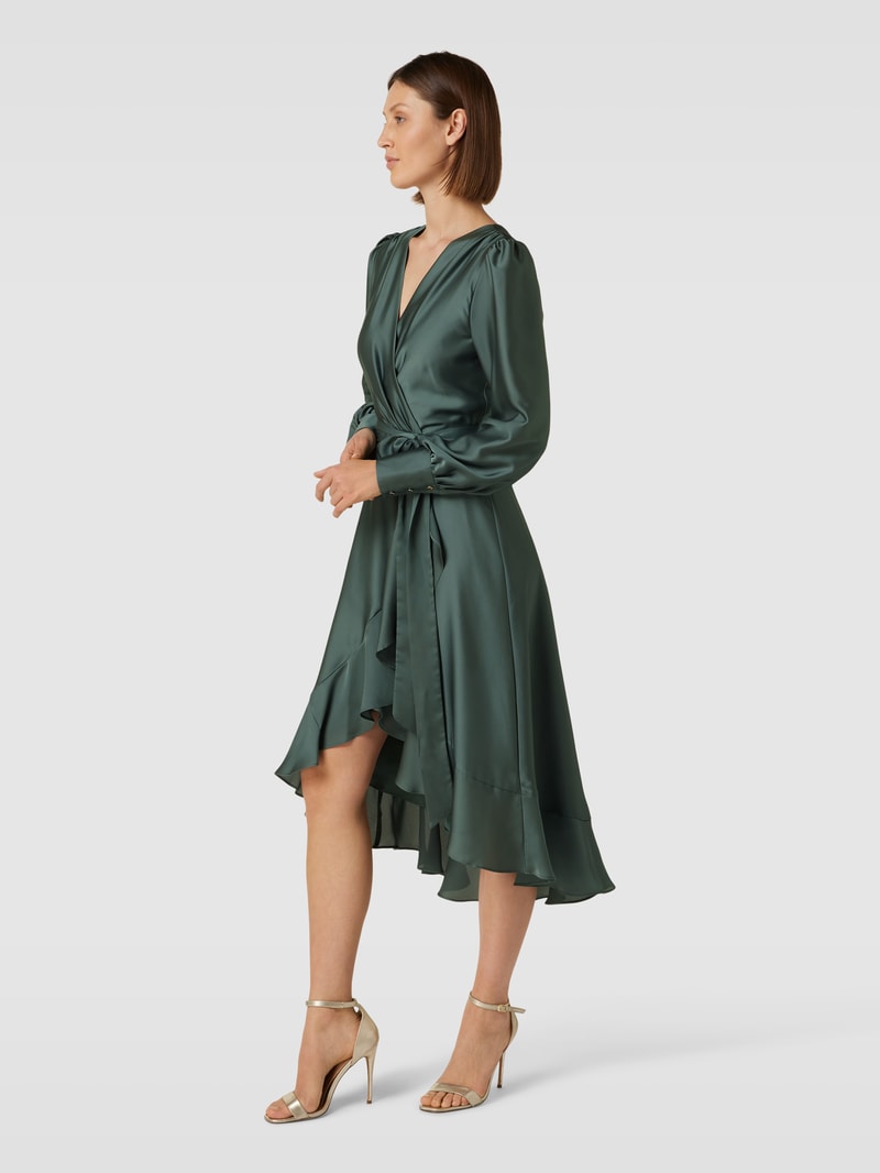 Cocktailkleid mit Bindegürtel in grün