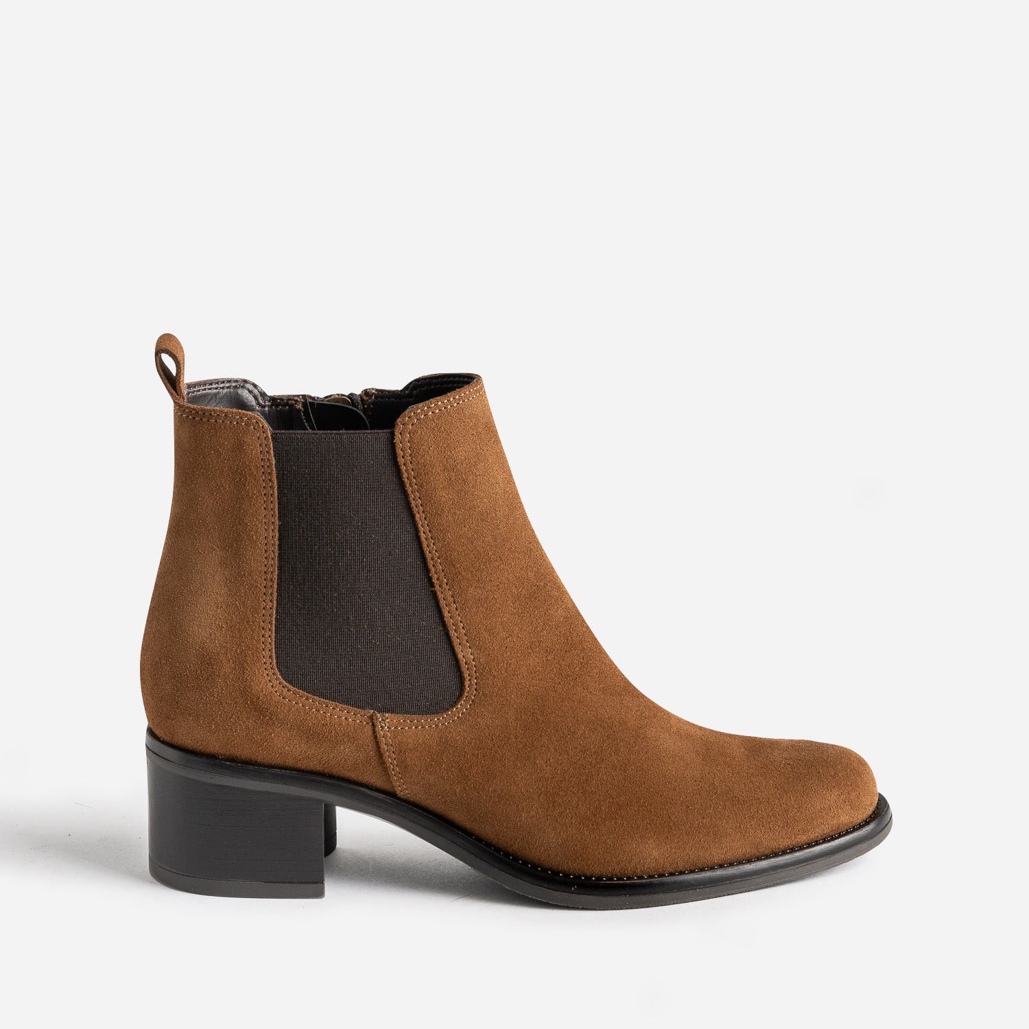 Boots cognac en cuir velours
