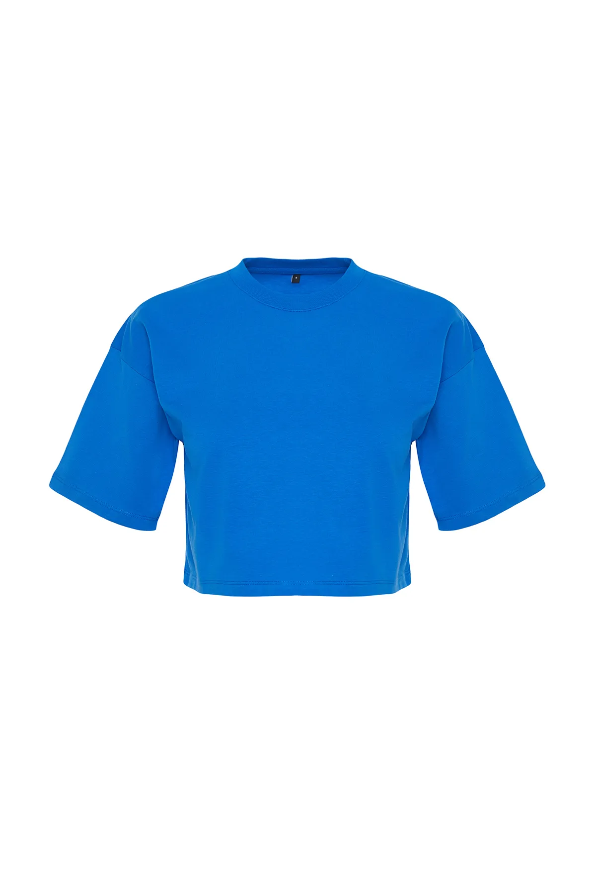 Trendyol Collection  Premium Saks Crop-Strick-T-Shirt aus 100 % Baumwolle TWOSS23TS00038