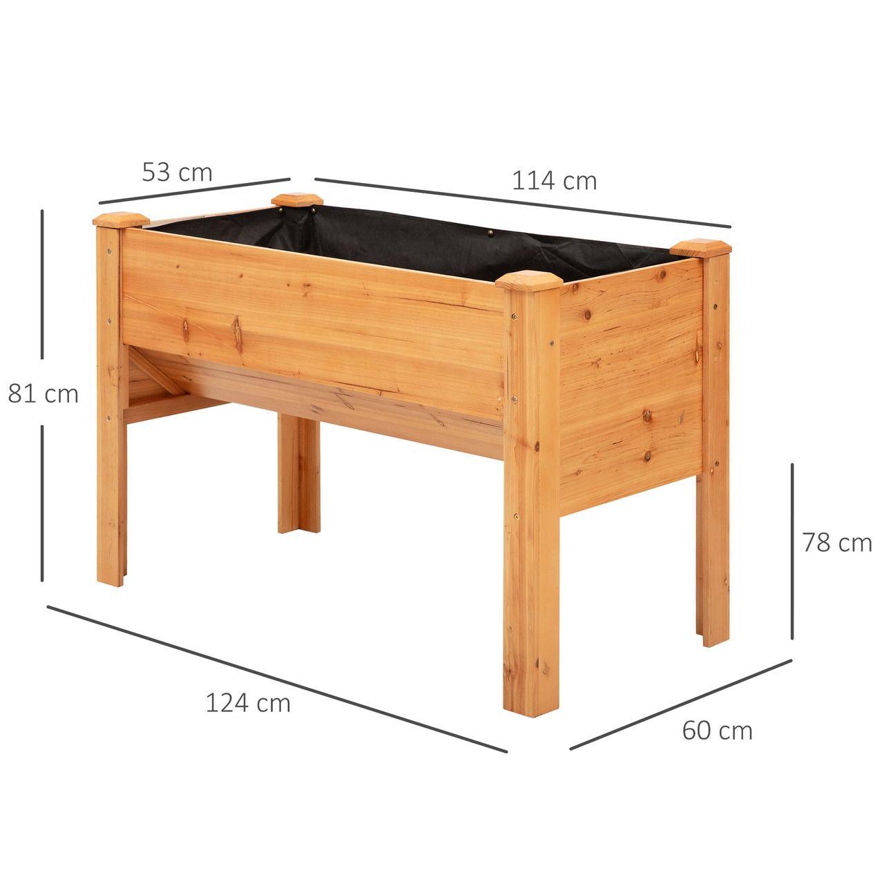 Outsunny Hochbeet aus Holz Kräuterbeet mit Abflussloch Haken Füßen