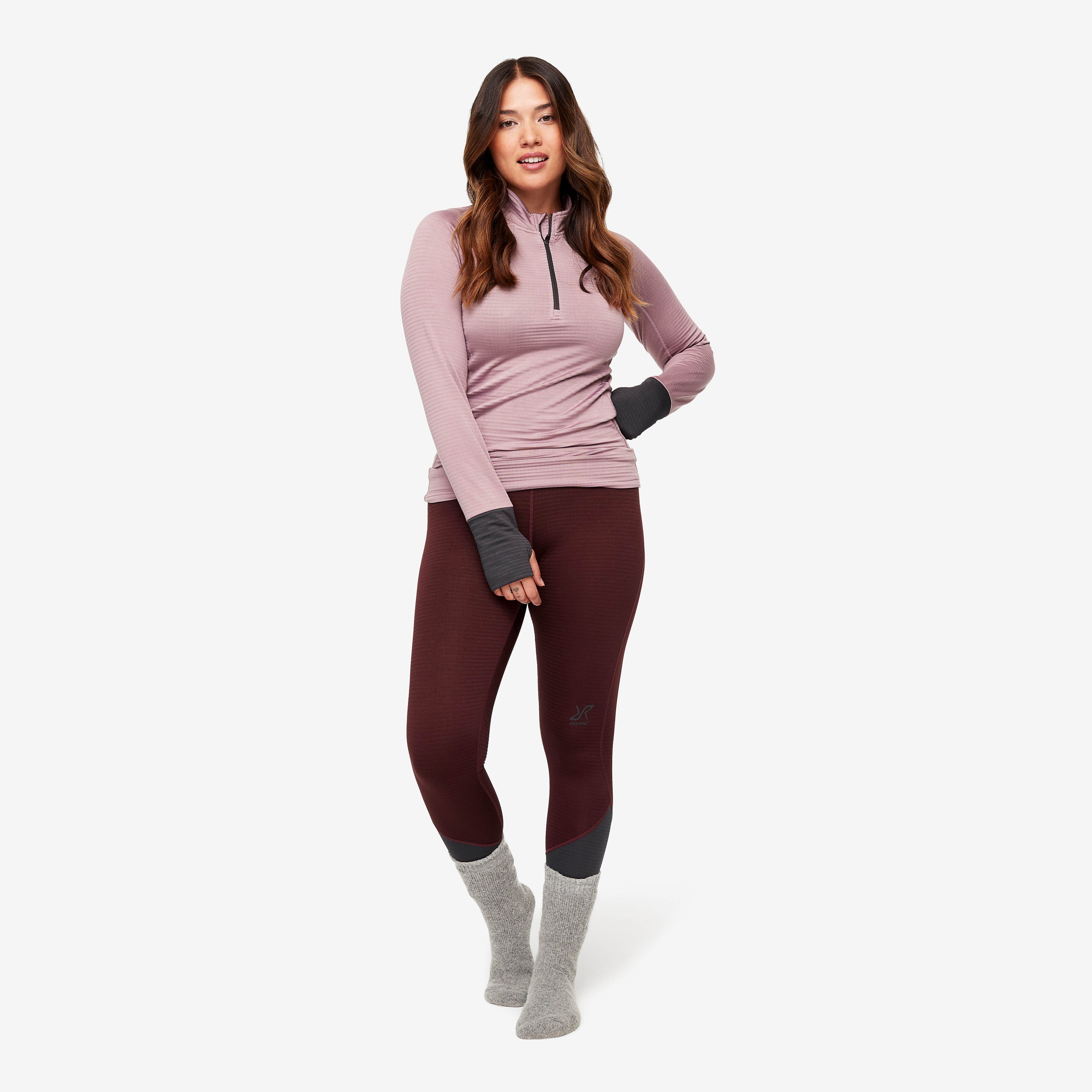 Hiball Waffle Base Layer Set Femme Dusty Mauve