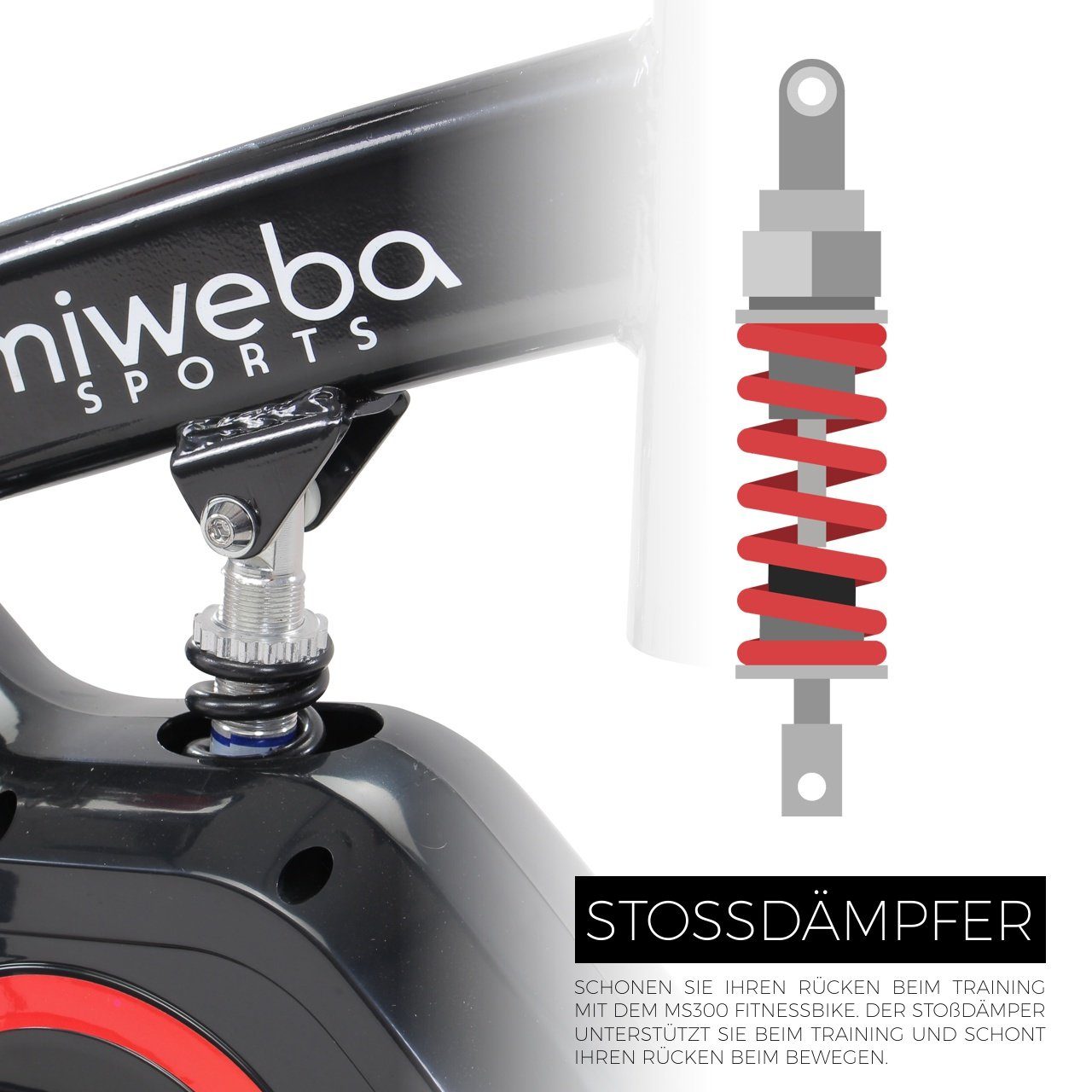 Miweba Sports Speedbike Profi Indoor Cycle Bike MS300 - 13 Kg Schwungmasse (Sportgeräte für zu hause, Heimtrainer Fahrrad, Trimmrad, Fahrradtrainer, Cardio, Sport, Training, Ganzkörpertraining, 1-tlg., Pulsmessung, LCD Display, Handy & Tablethalterun