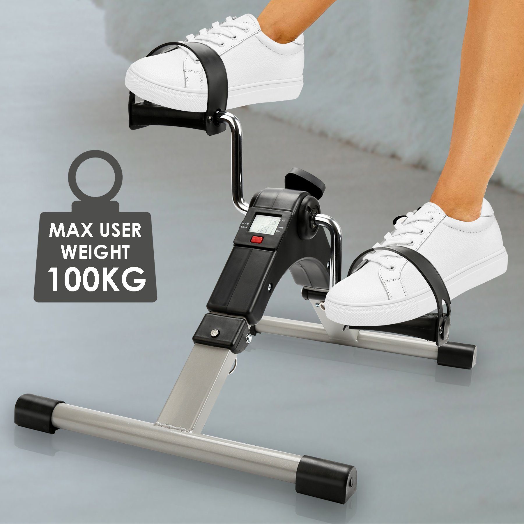 Clanmacy Heimtrainer Mini Fahrrad Pedaltrainer, Bike-Heimtrainer, Armtrainer und Beintrainer für Muskelaufba, Ausdauertraining (1-tlg), Nein (set), Kalorienzähler, Kilometerzähler, Klappbar, Körperfettanalyse, LCD Bildschirm