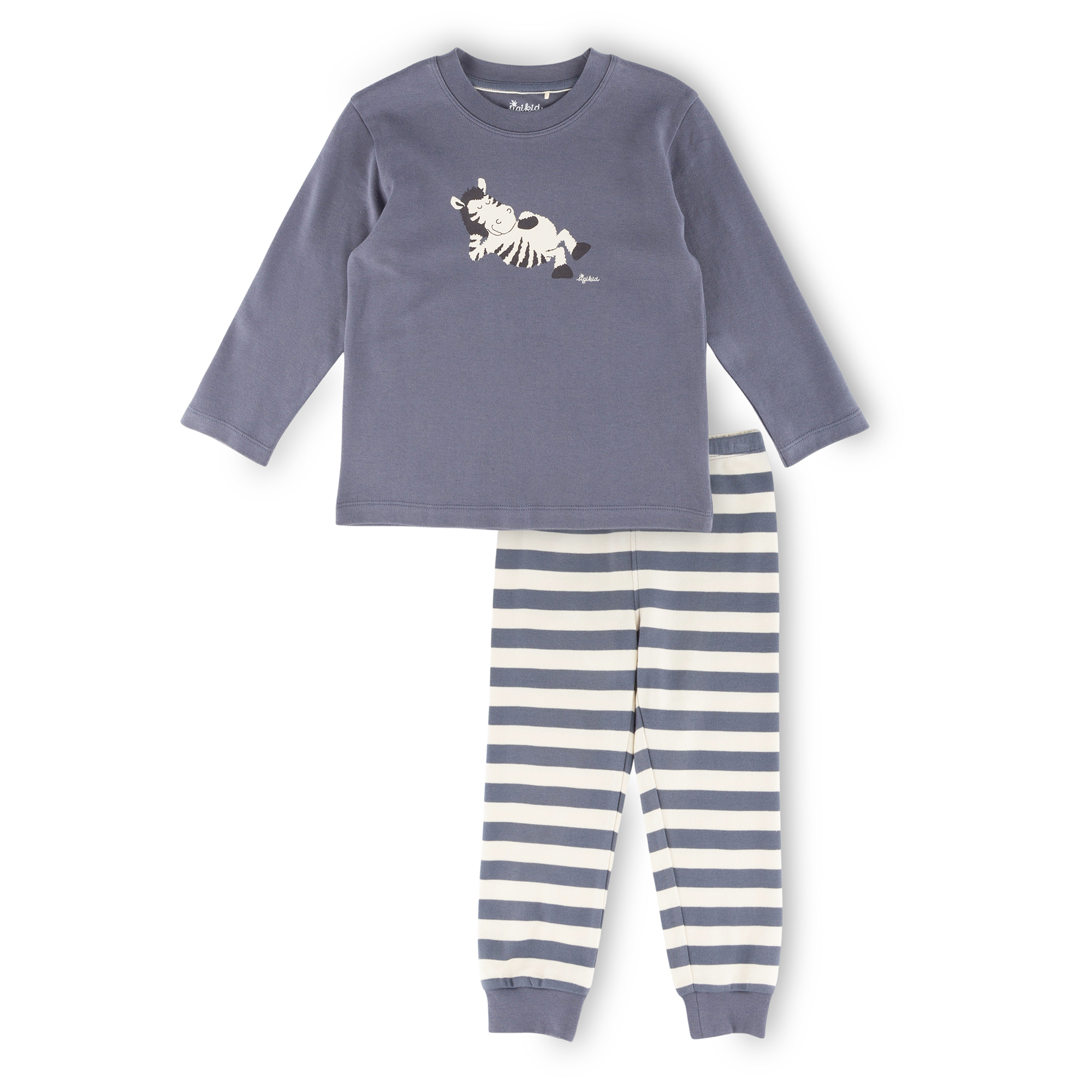 Langer Kinder Schlafanzug Zebra, lila-weiß
