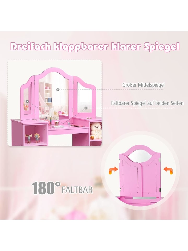 COSTWAY 2 in 1 Schminktisch in Rosa günstig kaufen 40 cm
