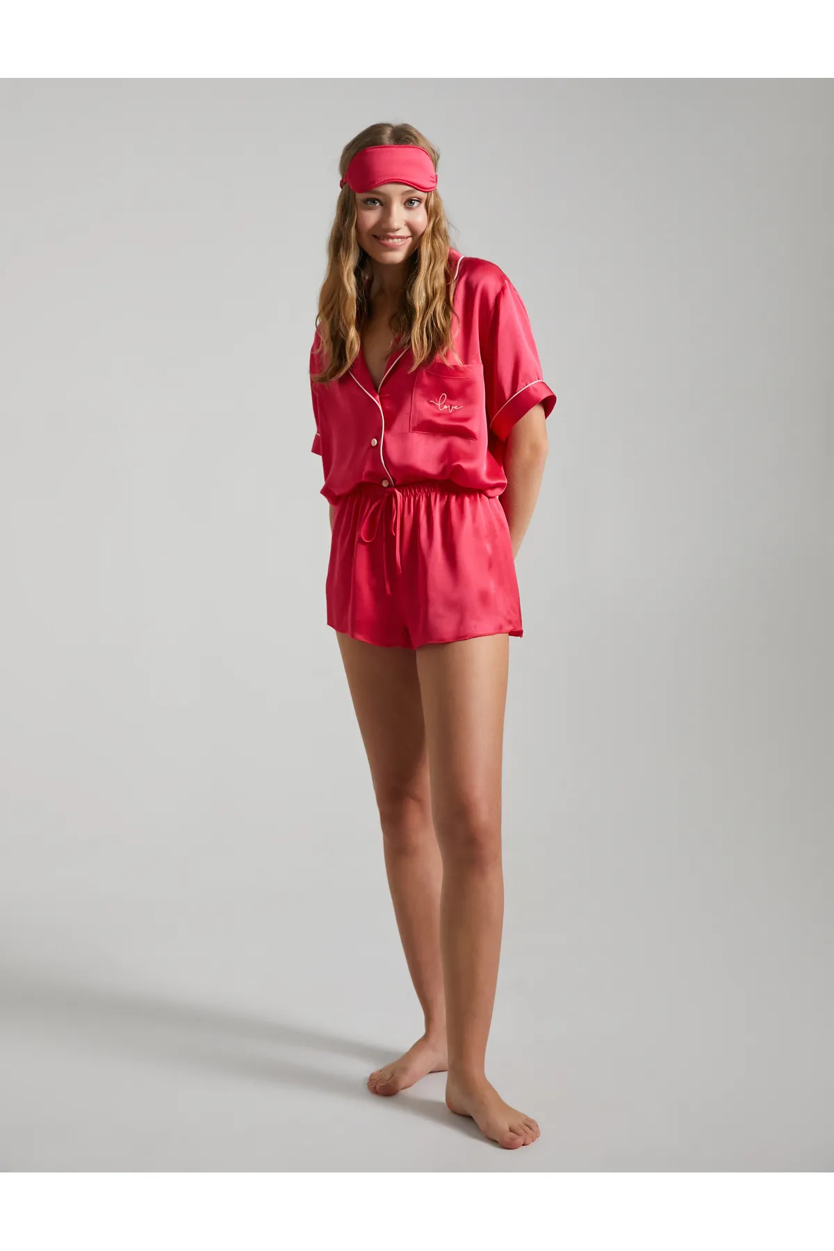 Koton  Satin-Pyjama-Shorts mit Spitzenbund