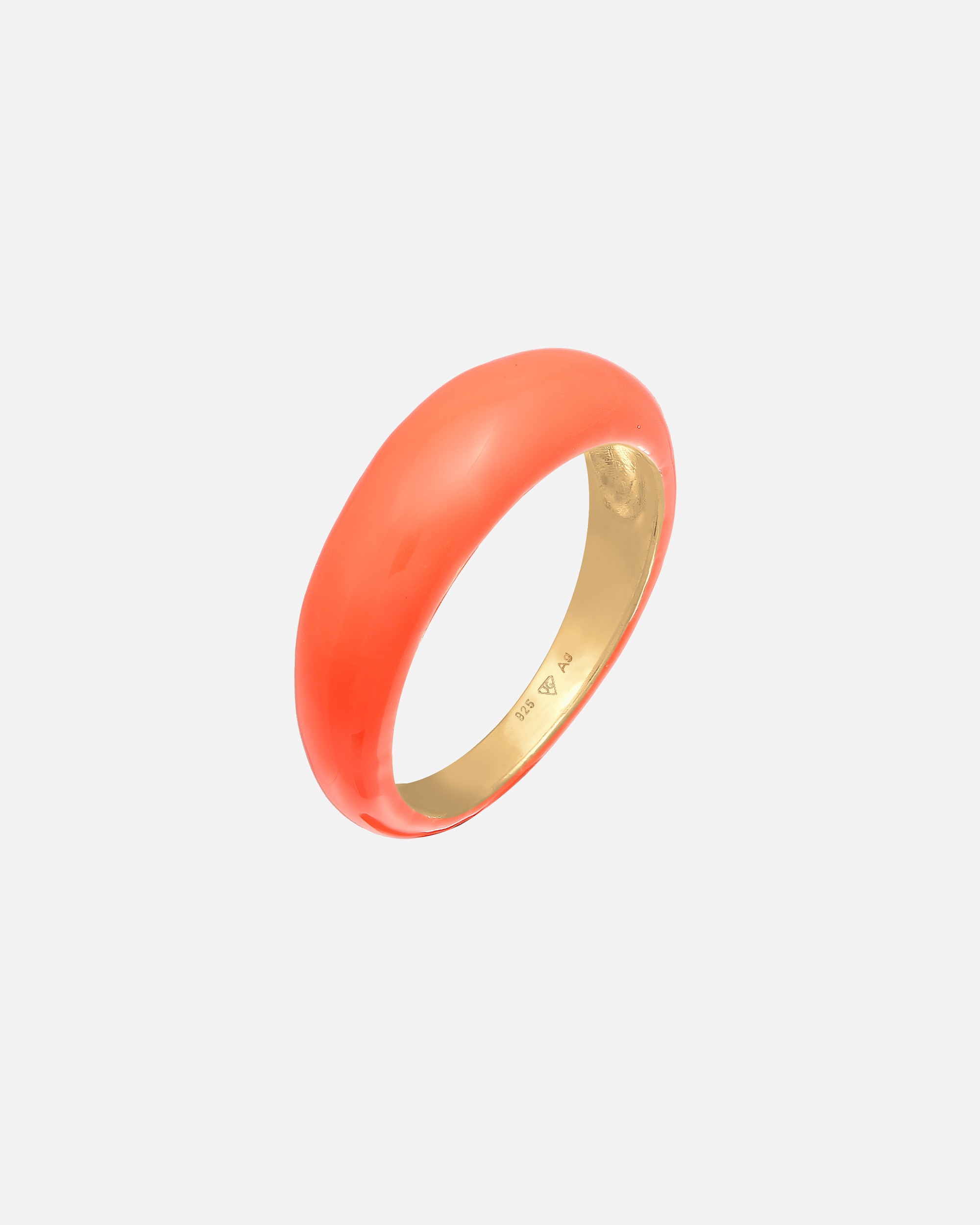 Bague Elli pour femme, sertie d'émail orange sur argent sterling 925 plaqué or