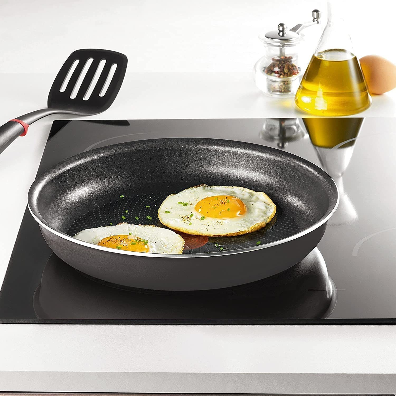 Tefal Topf-Set Ingenio L20488 Topfset 15 tlg, Griff abnehmbar, Töpfeset, Aluminium Guss (Pfanne, Bratpfannen Set, Pfannenset, Wok, Wokpfanne, Schmorpfanne, 15-tlg., Inkl. Spritzschutz, 2 Pfannenwender, 1 Abnehmbarer Griff, 1 Löffel), für alle Herdart