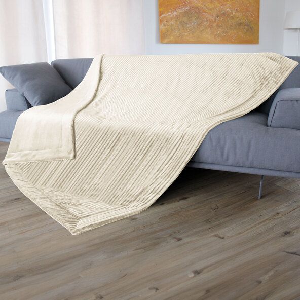 Wohndecke in Cord-Optik, wollweiß