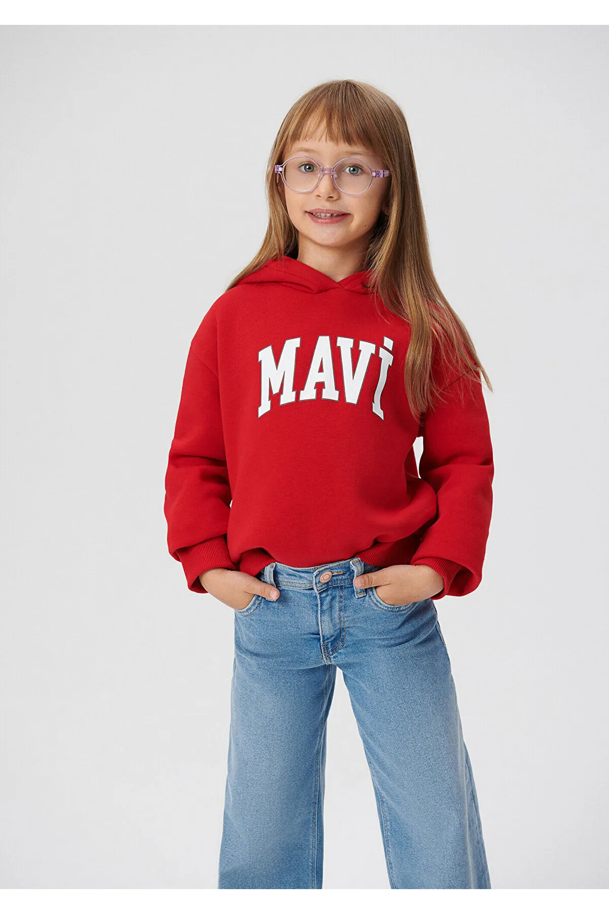 Mavi  Rotes Sweatshirt mit Kapuze und Logo-Aufdruck -7610035-86417