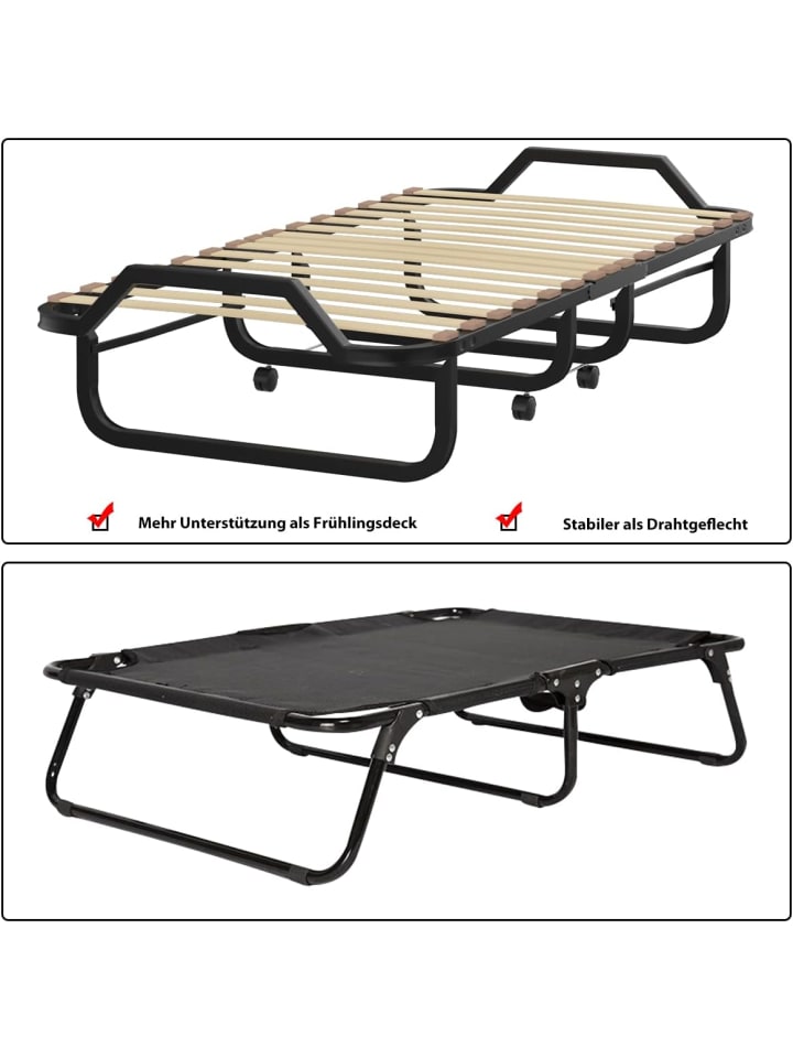 COSTWAY Gästebett 80x200cm mit Matratze in Beige günstig kaufen 200 cm