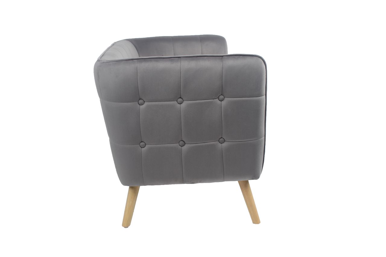 Happy Home Happy Home moderner 2-Sitzer Sitzbank mit Armlehne aus Samtbezug HWP70-GRA grau