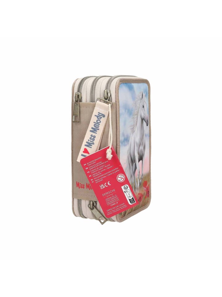 Depesche 3-Fach Federtasche Poppy Sand Miss Melody 20 x 13 x 7,5 cm in beige günstig kaufen onesize