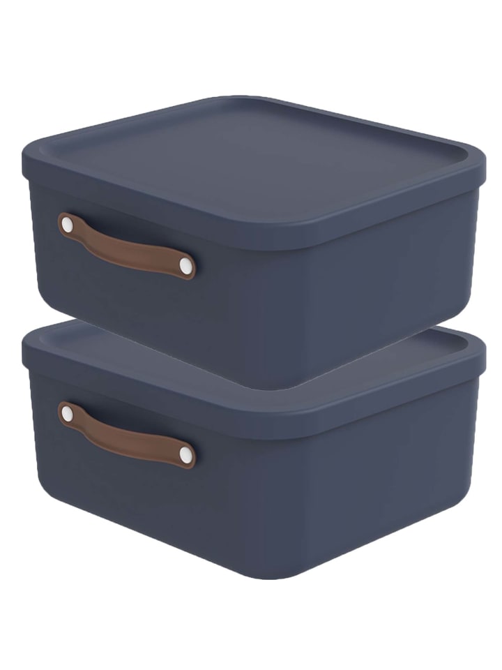 Rotho 2er-Set Kiste mit Deckel Maloja 20l in Midnight blau günstig kaufen onesize