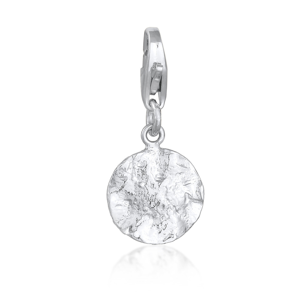Nenalina Nenalina Amulette Charm pour femmes plaque ronde ondulée en argent sterling 925 Pendentif