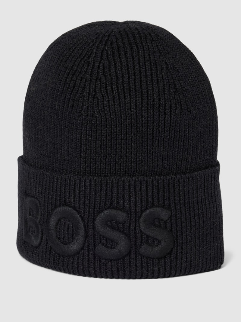 Strickmütze mit Label-Stitching Modell 'Afox' in schwarz