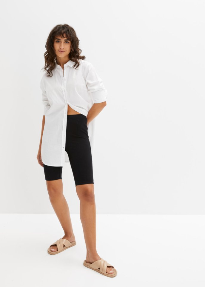 Bequeme High-Waist-Radler aus Rippjersey