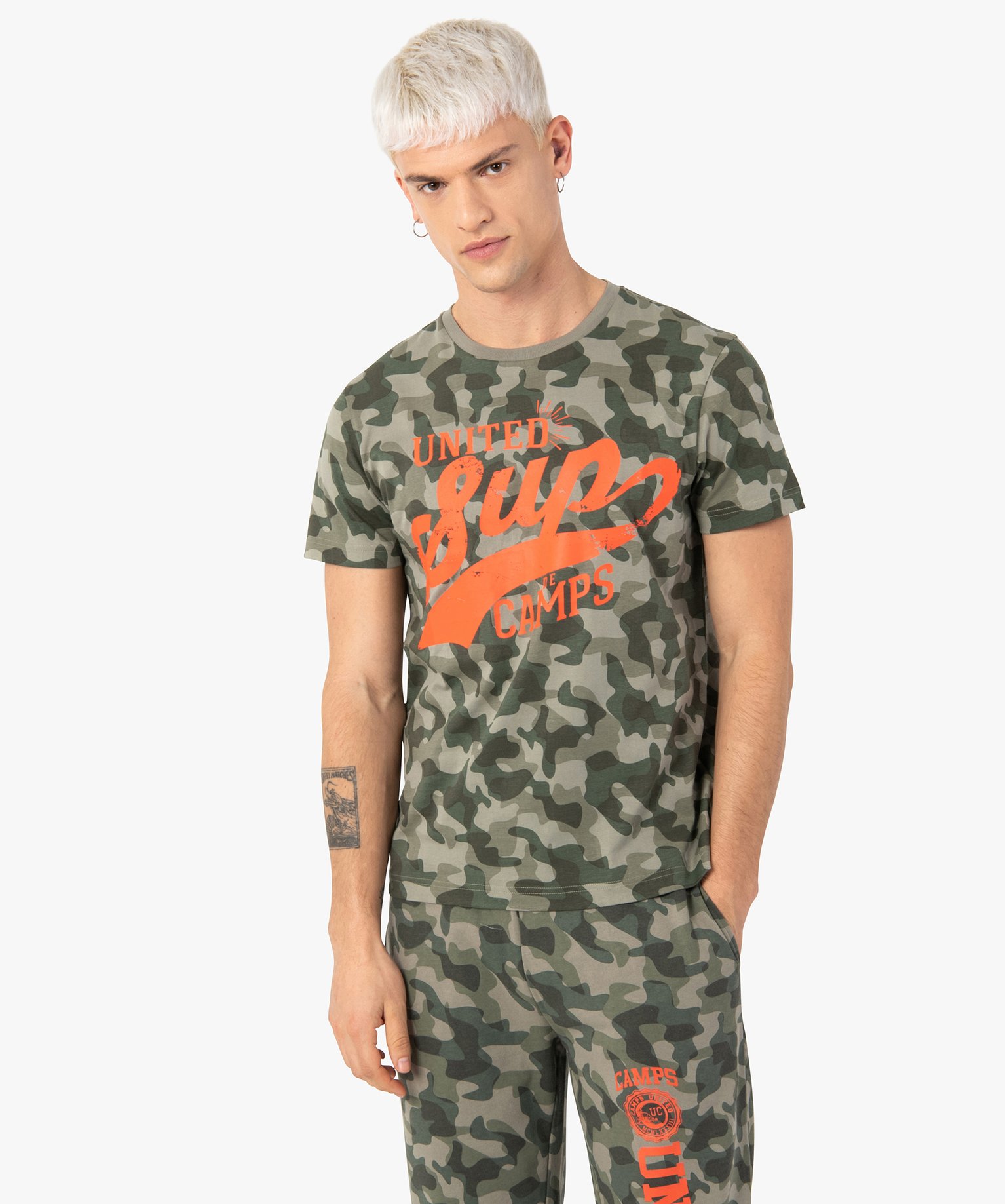 Tee-shirt homme imprimé camouflage – Camps United kaki | GEMO