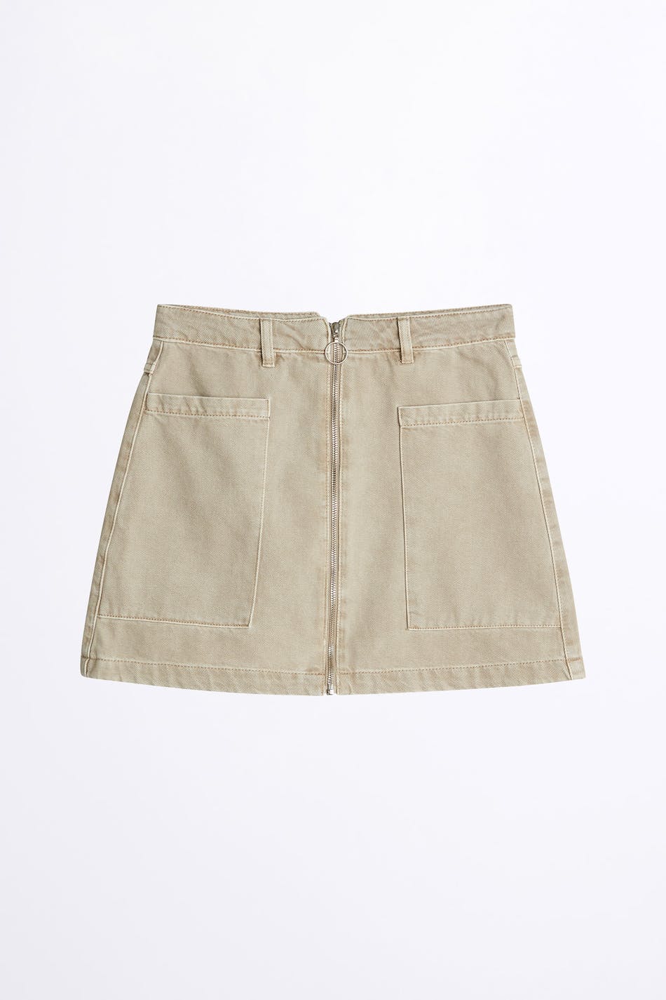 Utility zip denim skirt