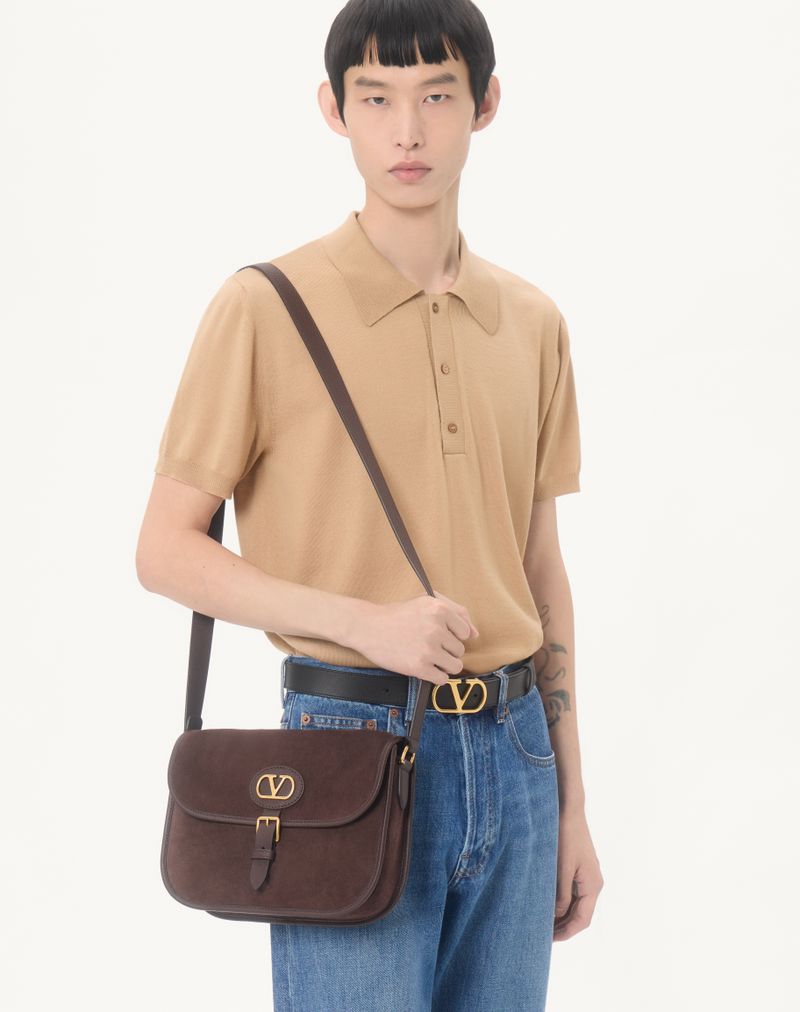 Valentino poloshirt i uld med V-logo-broderi