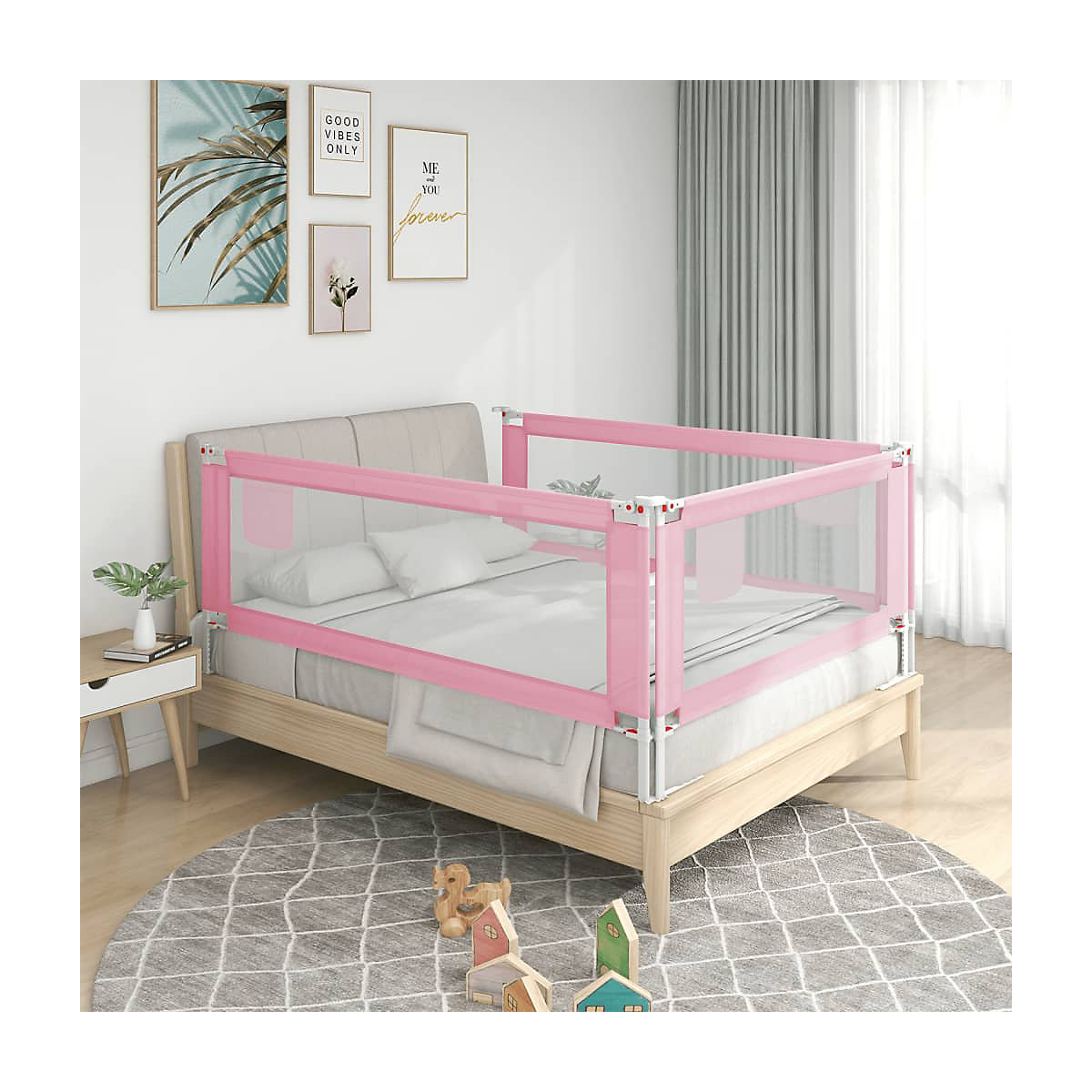 Kleinkind-Bettschutzgitter Rosa 140x25 cm Stoff