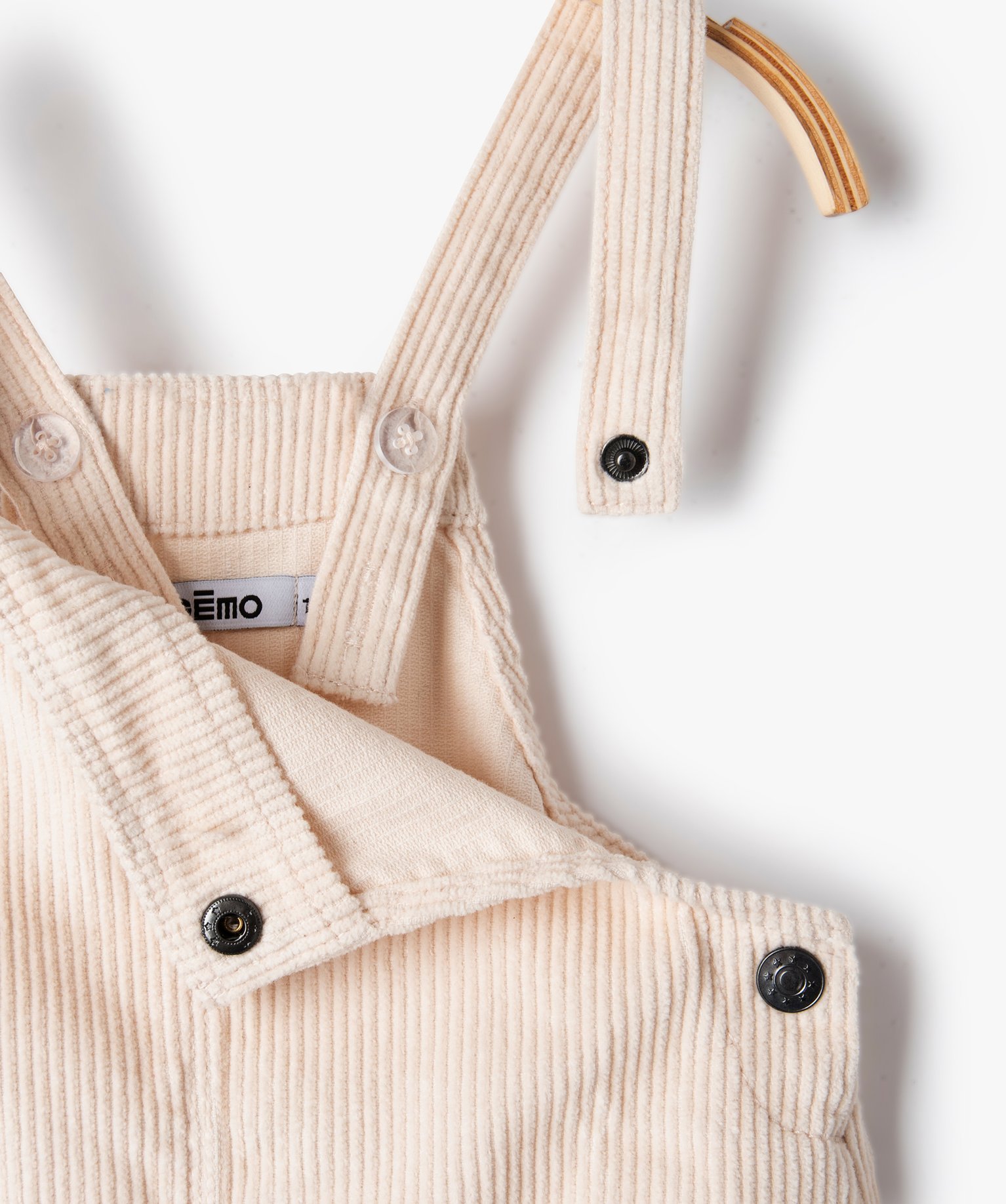 Robe bébé fille forme salopette en velours ctelé ecru | GEMO