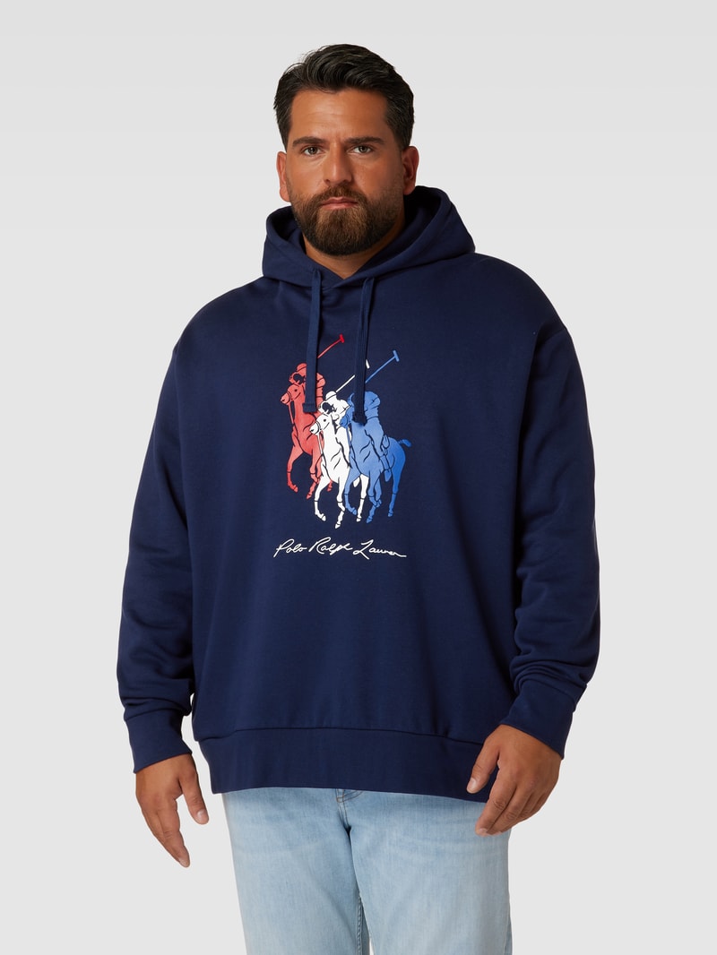 PLUS SIZE Hoodie mit Label-Print in marineblau
