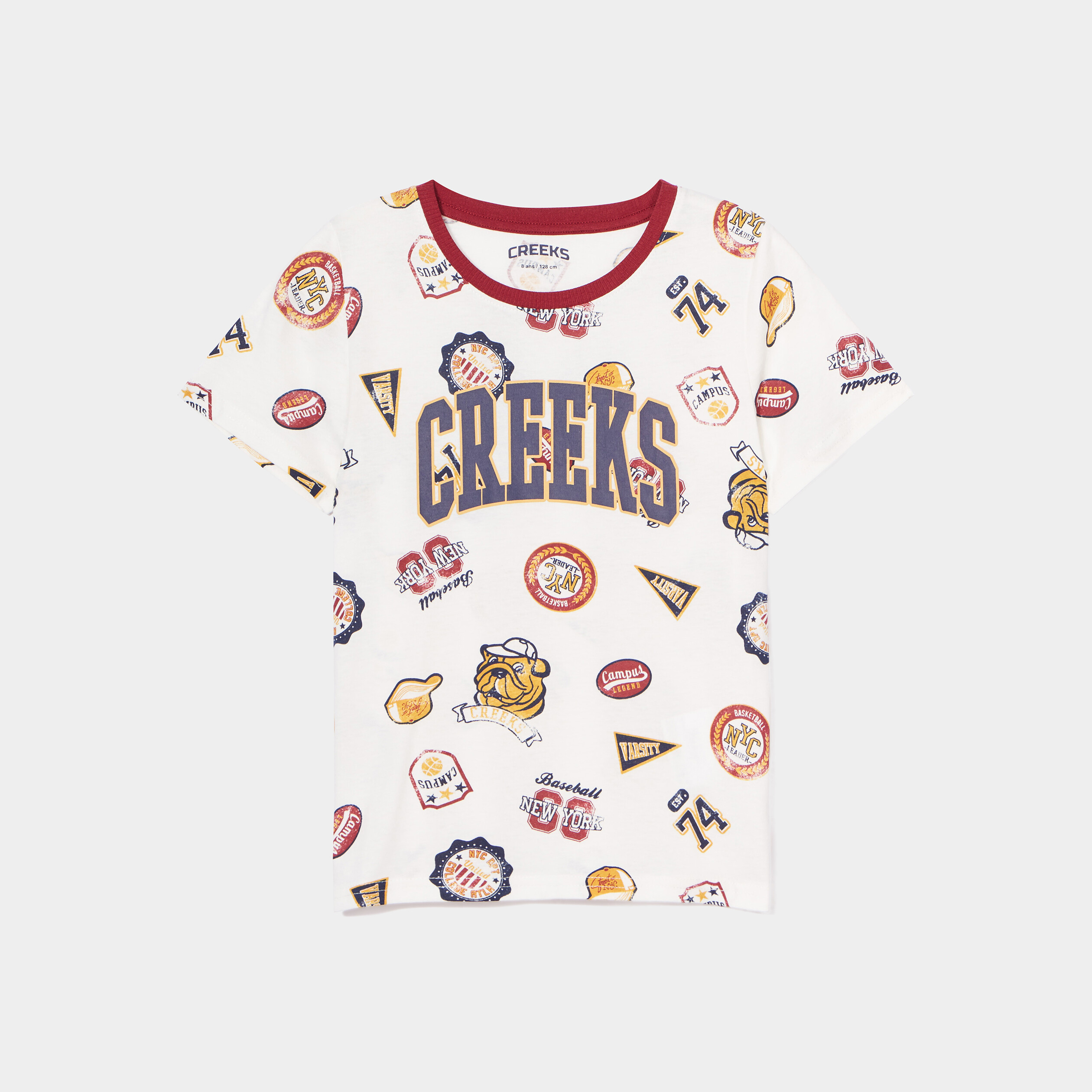 T-shirt droit manches courtes Creeks blanc garçon | La Halle