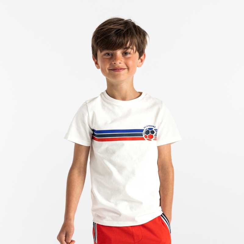 T-shirt manches courtes à message blanc garçon