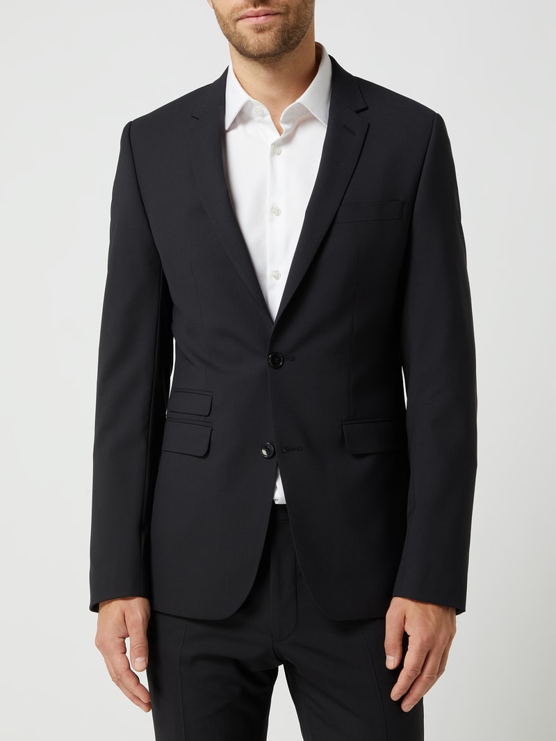 Extra Slim Fit 2-Knopf-Sakko mit Schurwoll-Anteil in schwarz