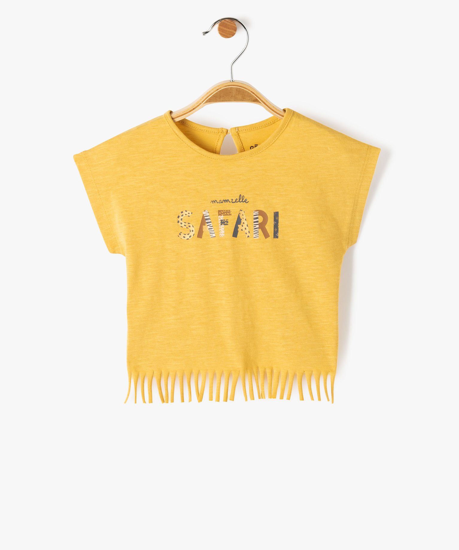 Tee-shirt bébé fille à franges et manches courtes jaune | GEMO