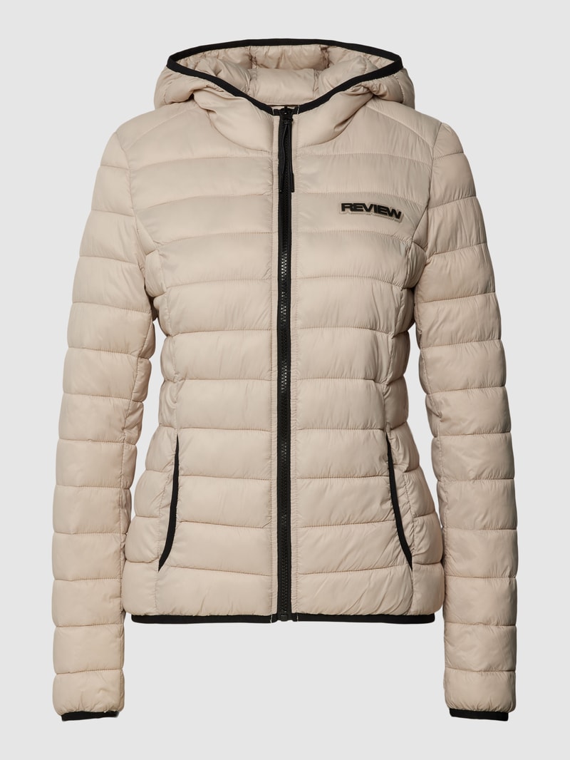 Steppjacke mit Label-Detail in schlamm