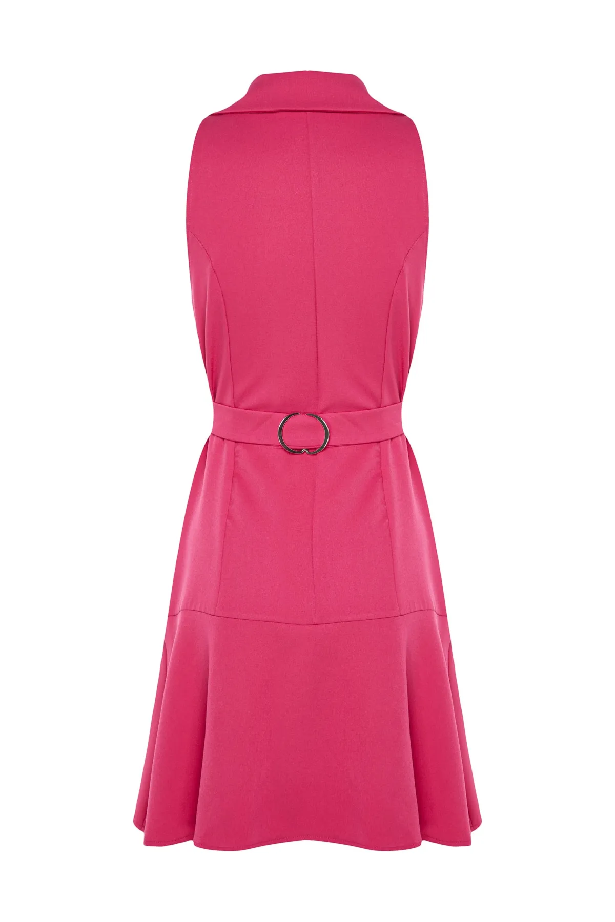 Trendyol Collection  Fuchsiafarbenes, gewebtes Minikleid mit Cut-out/Fensterdetail und Kragen, TWOSS23EL00608