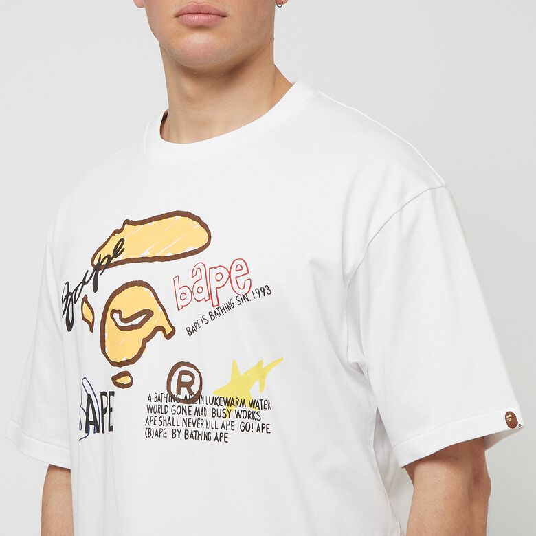A Bathing Ape Hand Draw Graphic Tee white