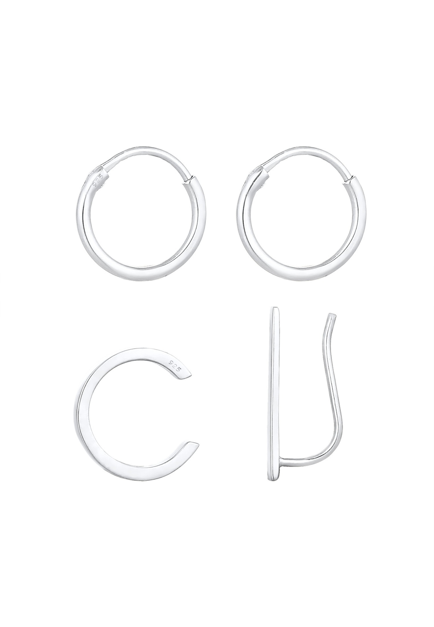 Orecchini a clip Elli Creoles Earclimber Trend Blogger Basic da donna - (925/1000) Argento