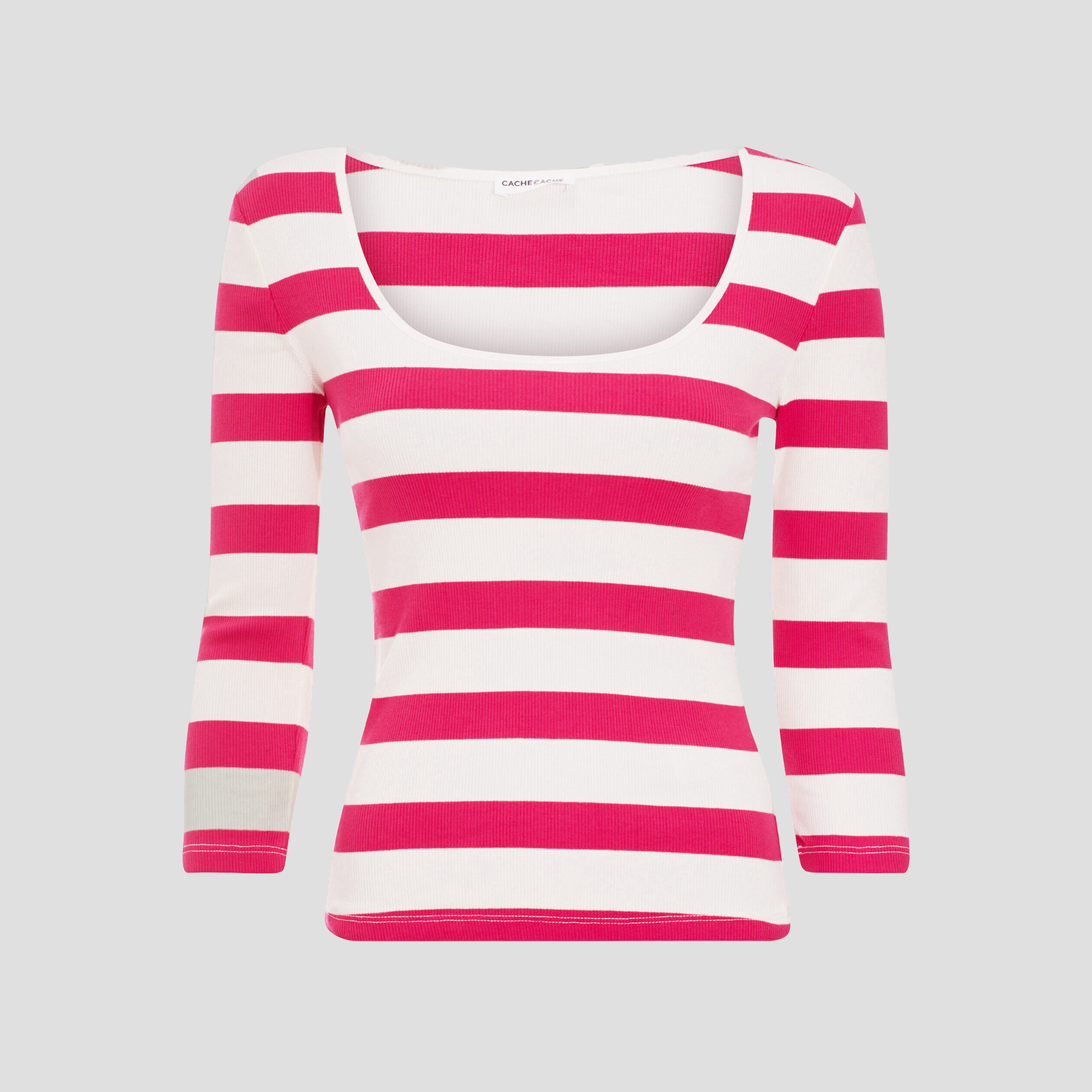 T-shirt manches longues rose vif femme | Cache Cache