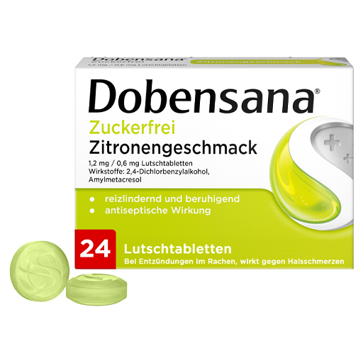 DOBENSANA zuckerfrei Zitronengesc.1,2mg/0,6mg Lut.  24 St  Lutschtabletten