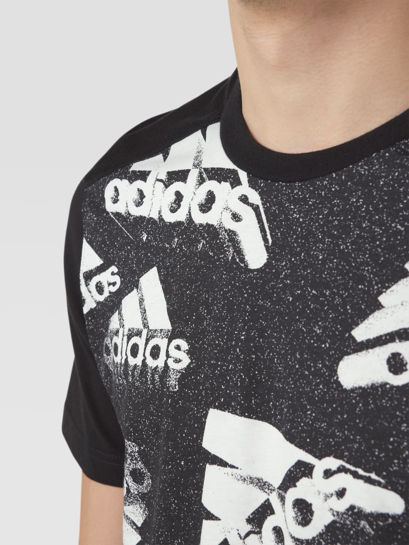 T-Shirt mit Label-Print in schwarz