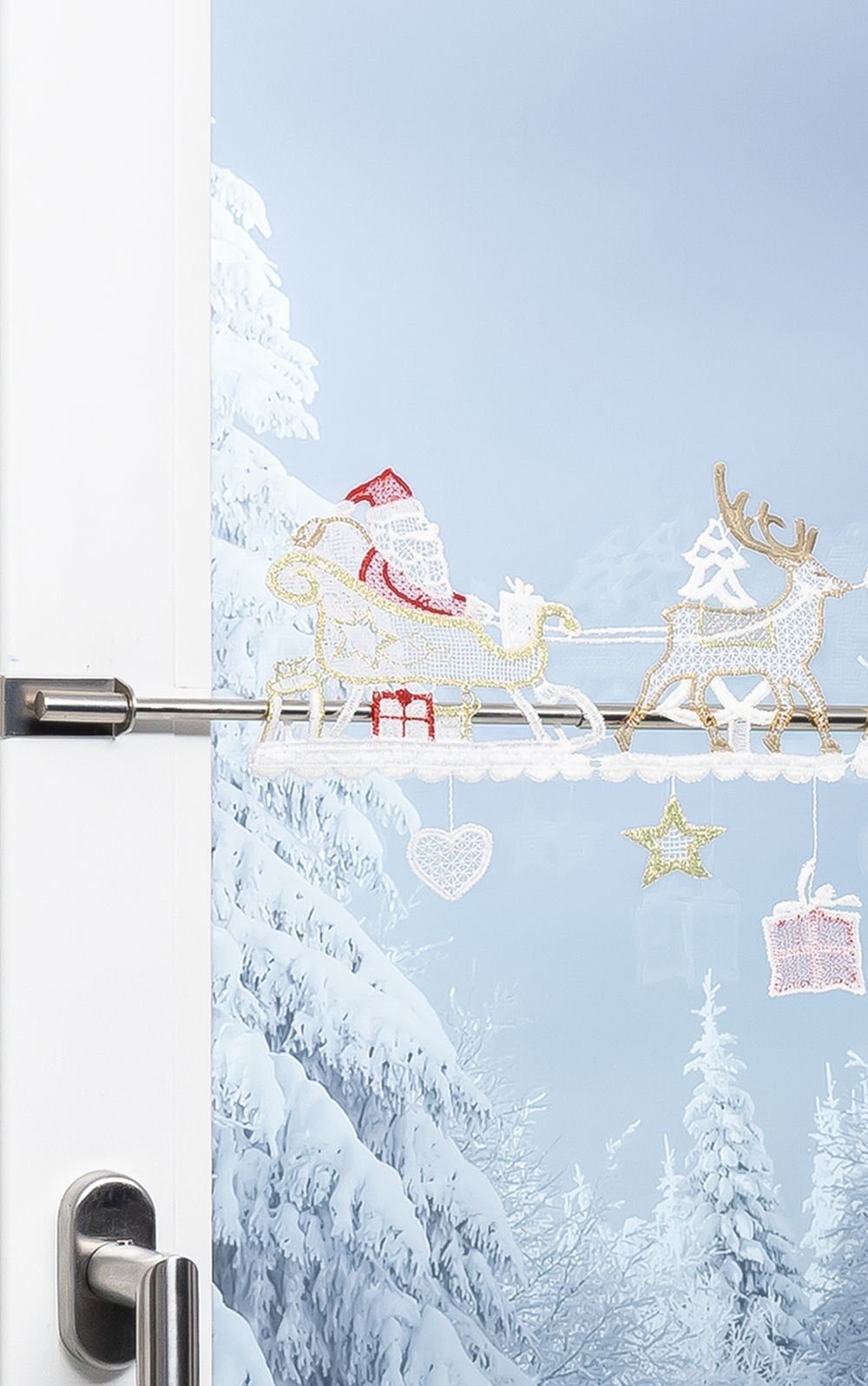 Scheibengardine Weihnachtsgespann, Plauener Spitze®, (1 St), transparent, HxB 19x44cm