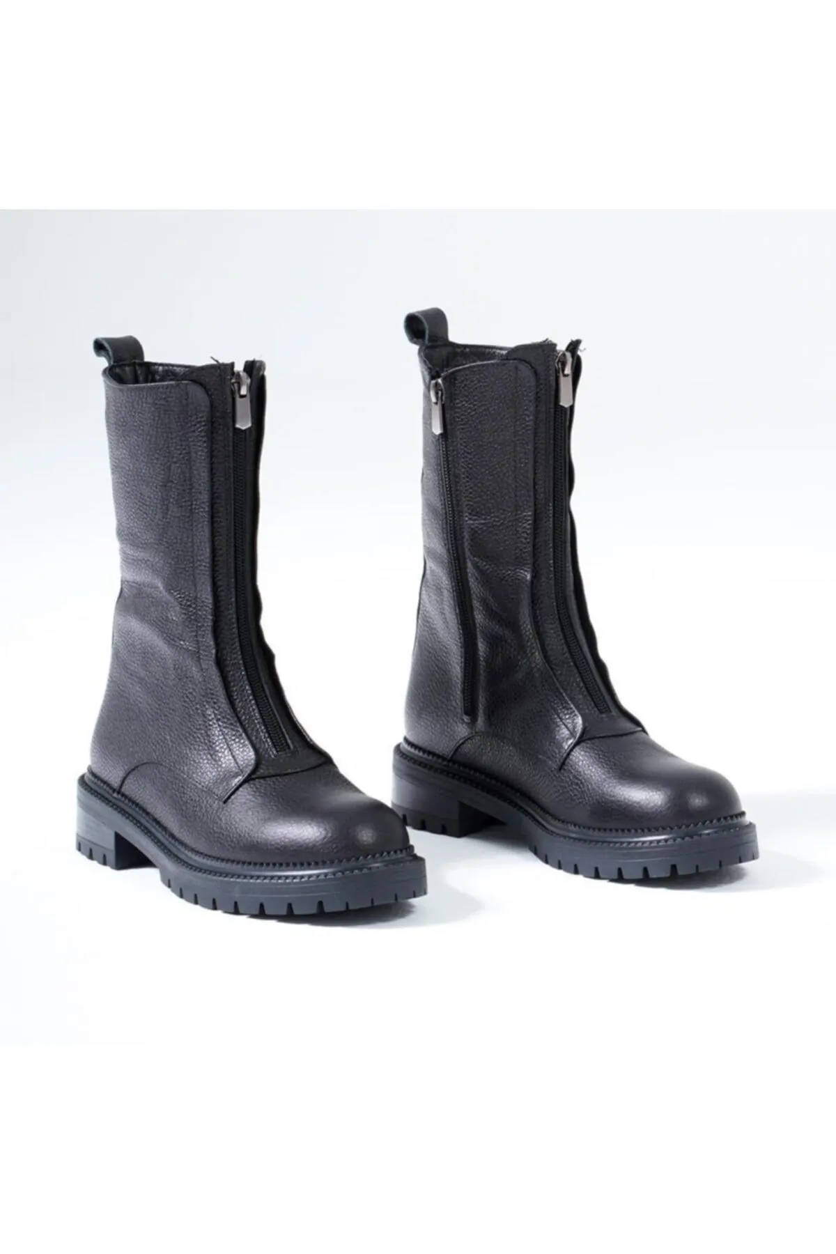 CZ London  Damenstiefel aus echtem Leder mit Reißverschluss vorne und gezackter Sohle für den Winter