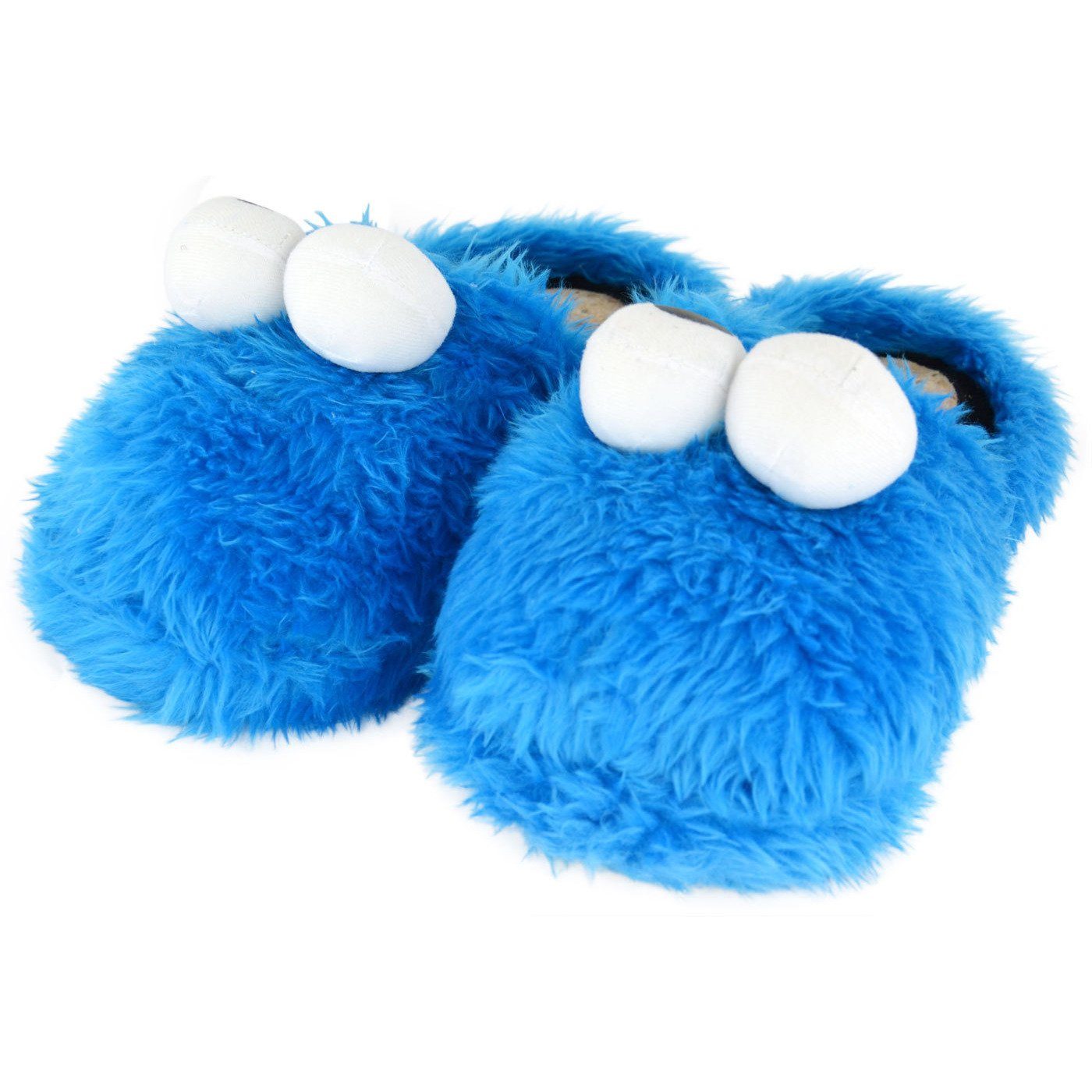 United Labels® Sesamstraße Hausschuhe - Krümelmonster 3D Blau Hausschuh