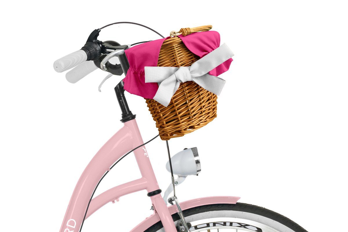 MILORD BIKES Cityrad Milord City Fahrrad Weidenkorb Damenfahrrad, 28/26 Zoll, Rosa, 7-Gang, 7 Gang, Kettenschaltung