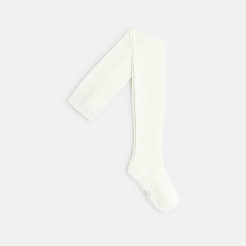 Collants en tricot côtelé blancs fille