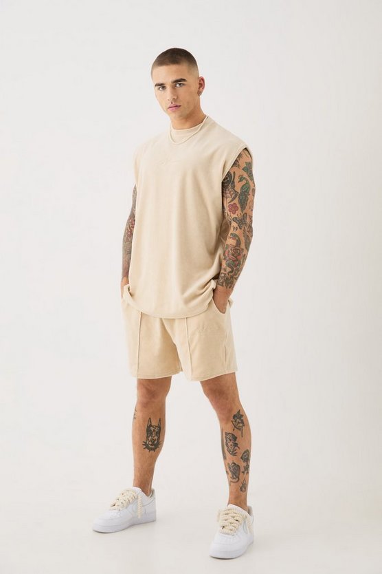 Man Oversize Velour Tanktop & Shorts Set